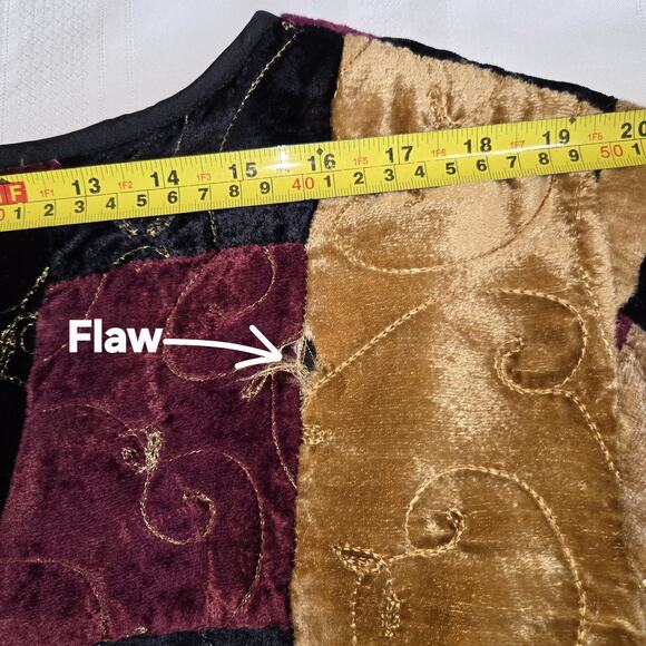 Marisol Patchwork Velour Jacket Top PLUS Sz 2X Embroidered *FLAW Boho Hippie 90s - Picture 11 of 16